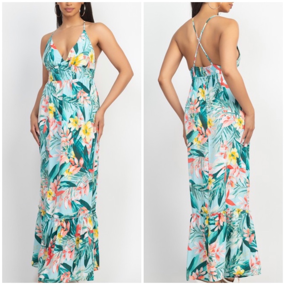 Tropical Floral Maxi Dress